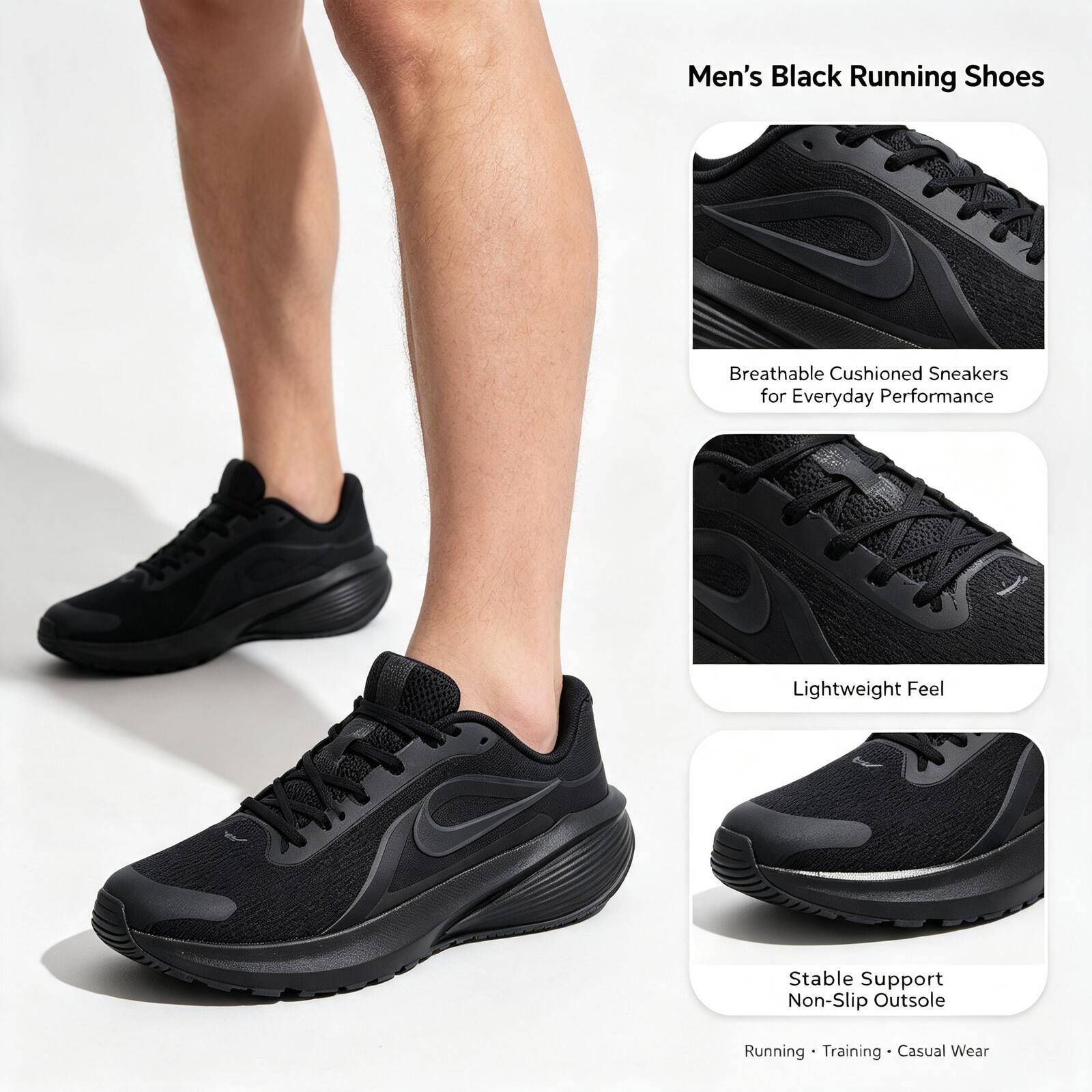 حذاء نايك رجالي أسود للجري، حذ - مراجعة Men'S Shoes Nike Black وسعره